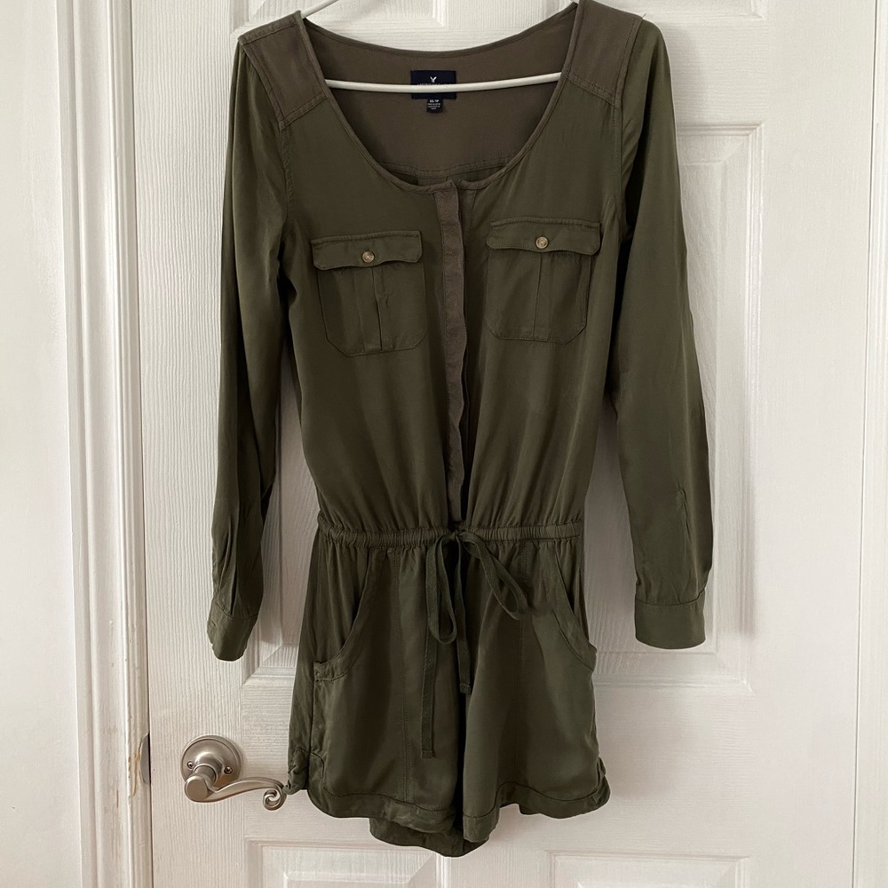 American Eagle Utility Long Sleeve Romper